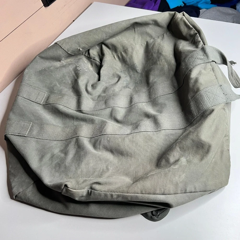 Vintage 1978 US Military Kit Bag Flyers Olive‎ Drab Canvas Duffel Bag 11-1-302